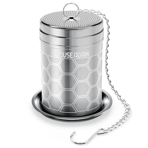 House Again Tea Infusers, Extra Fine Mesh Tea Strainers for Loose Tea, Updated Slim Threaded Lid & 304 Stainless Steel, Filter Bags Diffusers, Loose Leaf Tea Steeper for Brew Tea Spices & Seasonings