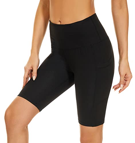 Custer's Night High Waist Out Pocket Yoga Pants Tummy Control Workout Running 4 Way Stretch Yoga Leggings Black M #TOP2