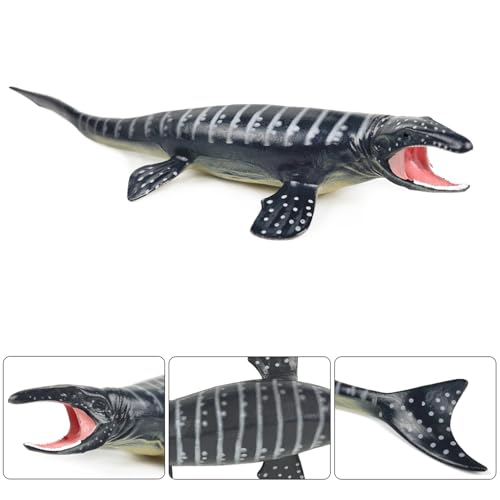 Image of SmilerSmile 10.6 inch Grey Mosasaurus Figurine Plastic Sea Creature Toy for Toddlers