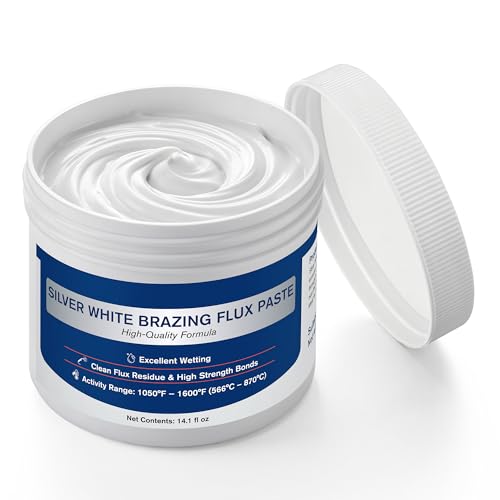 Lanties 14 oz Silver Solder Paste Flux, High Temperature White Brazing Flux Paste, Smooth Flow for HVAC Copper Pipe Brazing and Jewelry Welding, Helps Prevent Oxidation