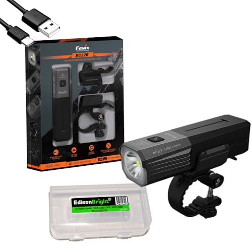Fenix BC22R 1400 Lumens Rechargeable Bike Light, Quick Release Mount, Extended Run-time Bicycle Light with EdisonBright Charging Cable Carrying case