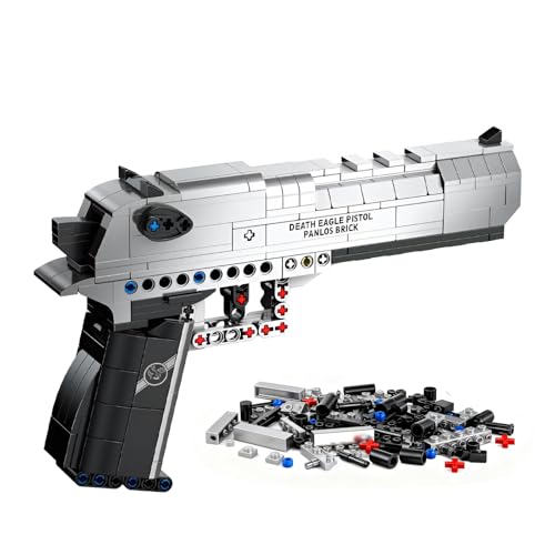 Technik Desert Eagle Pistol Building Block, Gun Model Building Kit with Shooting Function, Machine Gun Toy Military Weapon Building Set for Military Hobby Collectors, 360 PCS