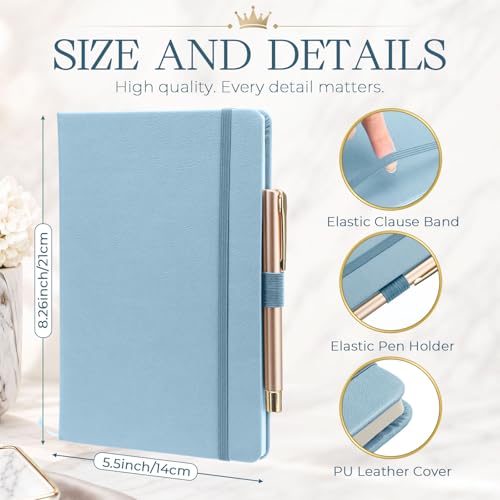 Laumoi 28 Pack PU Leather Lined Notebook Journal Bulk A5 Hardcover Journaling Notebook Wide Ruled 5.5 x 8.2 Inch Journal with Pen Holder for School Business Work Writing (Elegant Color,Simple) - Image 2