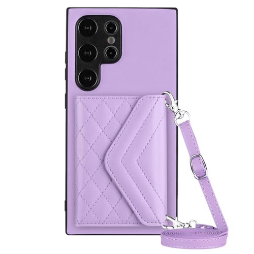 Étui portefeuille Samsung Galaxy A53 5G housse cuir violette avec sangle amovible