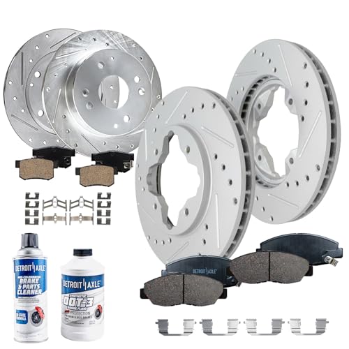 Image of Detroit Axle - Brake Kit for 1991-1997 Honda Accord Acura CL L4 2.2L Front and Rear Drilled Slotted Disc Brake Rotors Ceramic Brakes Pads 1994 1995 1996 Replacement
