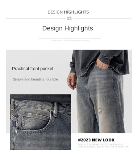 Jeans Pants Trousers Denim Spring and Autumn Loose Men's Washed High Street Harun Wide Leg4