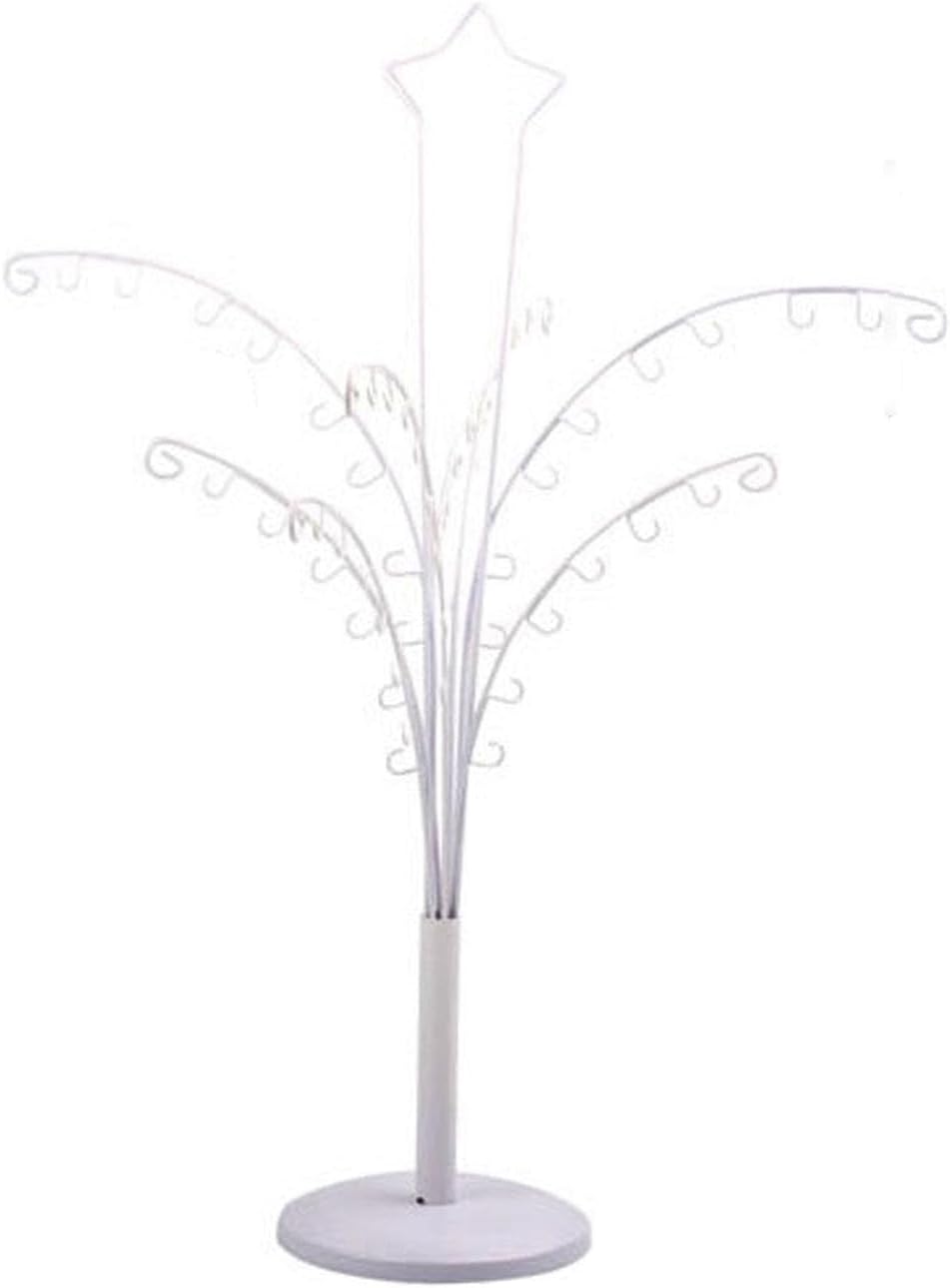 Jewelry Organizer Stand with 64 Hooks Elegant Necklace Bracelet Earring Rack Display Holder for Home Decor 18.50x22.83 Inches- White
