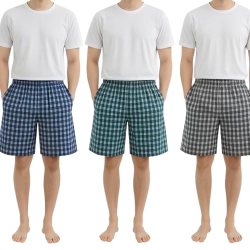 digital shopee Premium Men's Cotton Boxer Shorts, Chacked Pattern, Pack of 3, Lightweight Breathable, Soft Elastic Waistband, Side Invisible Pockets-picture-33