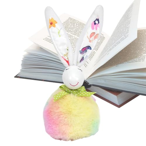 lisutupode Poupée lapin de Pâques – Peluche colorée à grandes oreilles | Objets de collection d'animaux amusants, ornements de lapin pour cheminée, mur, bureau