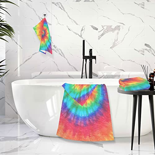 Innewgogo Spiral Tie Dye Cotton Towel Set Bath Towel Hand Towel Set 2 Piece Shower Towels Super Absorbent Soft Towels 100% Cotton Quick Dry Gym Towels For Spa Beach Bathroom #TOP5