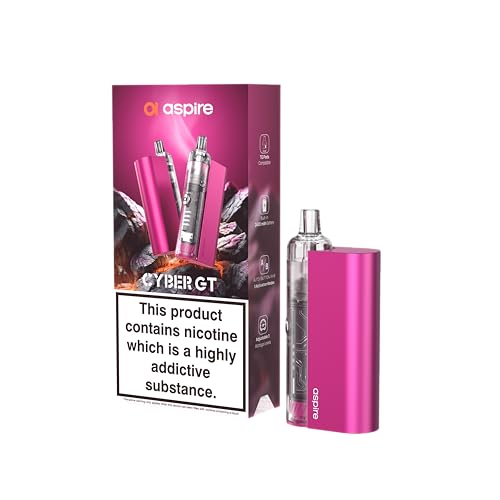 Aspire Cyber Gt Vaping Kit, Long Lasting Rechargeable 2400 mAh Battery, 2ml Refillable Pods, Mtl and Rdtl, Compatible With Tg Pods, E Cigarettes, E Cig, Aspire Vaping, No Nicotine (Pink)