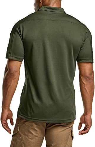 Cqr Men's Polo Shirt, Long And Short Sleeve Tactical Shirts, Dry Fit Lightweight Golf Shirts, Outdoor Upf 50+ Pique Shirt, Frost Pro Army Green, Small #TOP1