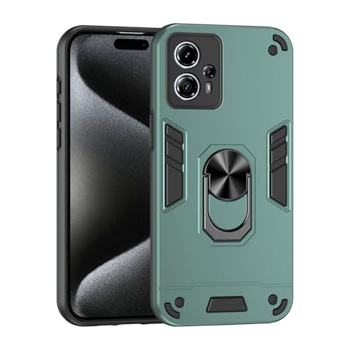 Compatible with Motorola Moto G13 Phone Case Series Rugged, Shockproof Protective Cover with Built-in Metal Ring Stand, Compatible with Magnetic Car Mount- Green