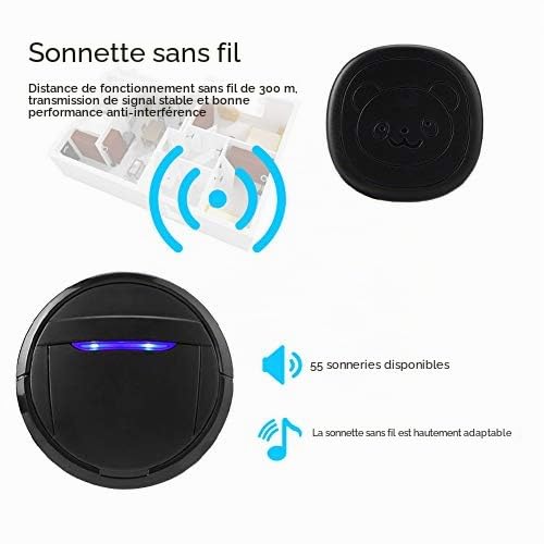 Bouton de Sonnette Tactile étanche Sans Fil, Sonnette d'interphone pour Animaux de Compagnie, Interphone Extérieur pour L'appelant, Contient 2 émetteurs et 1 Récepteur (EU Plug)