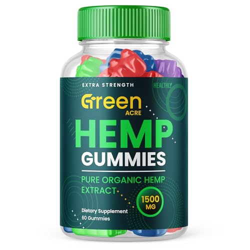 Green Acre Hemp Gummies - Official Formula - Green Acres Advanced Strength Performance Hemp Blend Formula, Big Size Green Acre Hemp Gomitas with 25mg Hemp, Great Taste 1500mg Per Bottle (60 Gummies)
