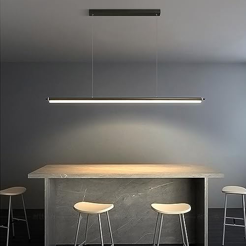 Lámpara colgante de tubo largo negro sin deslumbramiento para comedor 4