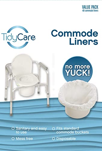 Tidycare Commode Liners For Bedside Portable Toilet Chair Bucket | Value Pack Of 48 Disposable Waste Bags For Adults | Universal Fit #TOP7