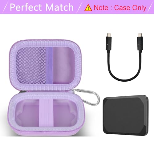 Image of ANKHOH Carrying Case for Crucial X10 /X9 Pro 4TB /2TB /1TB Portable SSD USB-C | Hard EVA Shell, USB-C Cable Storage, Compact Travel Organizer, Case Only, For Photographers Office Users & Gamers, Purple