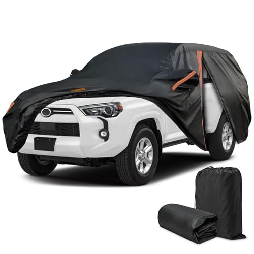 Car Cover for Toyota 4Runner 1992-2025, Full SUV Car Cover Waterproof All Weather for Automobiles, Outdoor Sun Rain UV Snow Dust Protection, Custom Fit with Driver Door Zipper and Reflective Strips