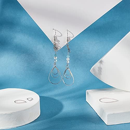 SUNNYCLUE 1 Box 120Pcs 3 Sizes Teardrop Linking Rings Earrings Beading Hoop Brass Metal Open Bezels Frame Charms for Earring Necklaces Findings Crafts Jewelry Making Supplies, Silver