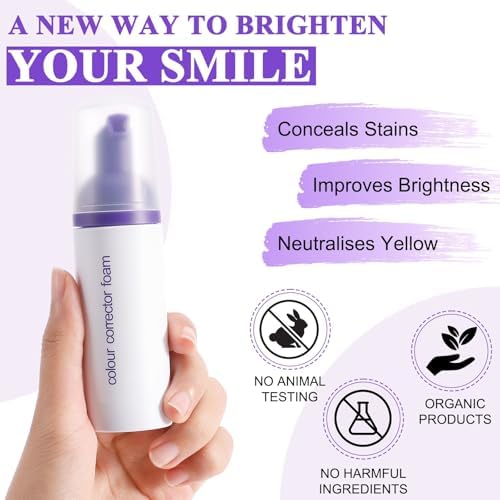 Purple Toothpaste for Teeth Whitening,Purple Teeth Whitening Kit,Tooth Stain Removal Colour Corrector,1.5Fl Oz - 1