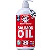 Salmon Oil for Dogs & Cats – Healthy Skin & Coat, Fish Oil, Omega 3 EPA DHA, Liquid Food Supplement for Pets, All Natural, Supports Joint & Bone Health, Natural Allergy & Inflammation Defense, 32 oz