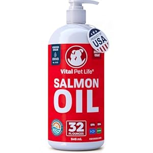 Salmon Oil for Dogs & Cats – Healthy Skin & Coat, Fish Oil, Omega 3 EPA DHA, Liquid Food Supplement for Pets, All Natural, Supports Joint & Bone Health, Natural Allergy & Inflammation Defense, 32 oz