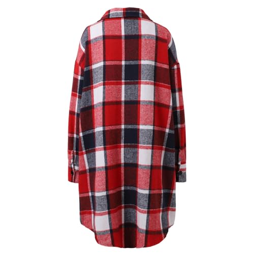 Abrigo largo de forro polar elegante y suave de diseño a cuadros exclusivo XXL 5