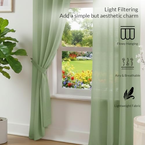 Image of HOMEMONDE Sheer Curtains for Living Room, Bed Room - Transparent Curtain Home Decor