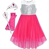 Sunny Fashion Flower Girls Dress Dark Pink Hi-Low Princess Dress Size 14