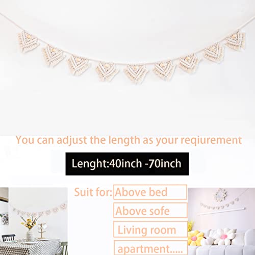 Tenewee Boho Macrame Bunting Wall Hanging Tapestry Home Decoration For Bedroom Living Room Apartment Baby Nursery (White) #TOP4