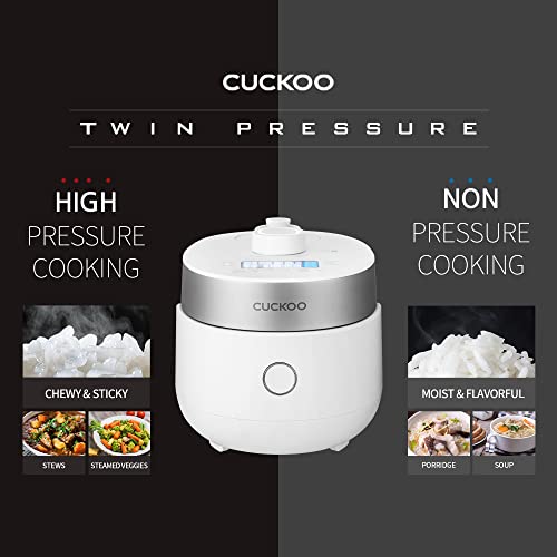 Cuckoo Crp-Mhtr0309F | 3-Cup (Uncooked) Twin Pressure Induction Heating Rice Cooker | 11 Menu Options: High/Non-Pressure & More, Made In Korea | White, 3 Cups #TOP4