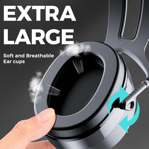 ProCase Extra Large SNR 37dB Noise Cancelling Headphones, NRR 30dB Hearing Protection Ear Muffs for Adults Noise Reduction, Wide Size Adjustment and Comfortable -Grey — view 3