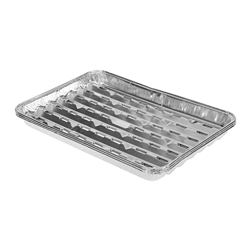 RUECAB - Plaques de Cuisson pour Barbecue, Paniers de Cuisson pour Barbecue - Lot de 3 Plats de Cuisson pour Barbecue à Charbon/gaz - 3 Plats de Cuisson en Aluminium - Dimensions : 38x24.5x4cm