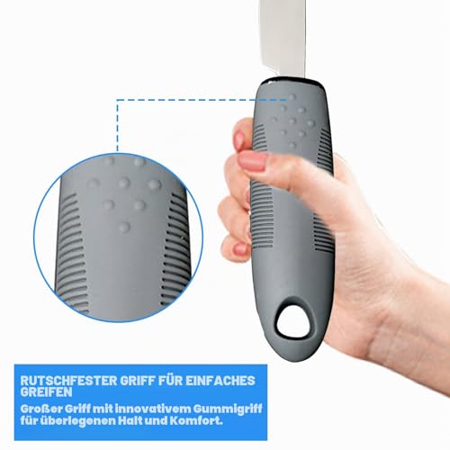 Ksvaye 4-teiliges Parkinson Besteck mit Dickem Griff Adaptive Utensilien Easy Grip Besteck Set Gabel Teelöffel Esslöffel Messer für Behinderte Menschen Parkinson Patienten Ältere Arthritis (Grau)