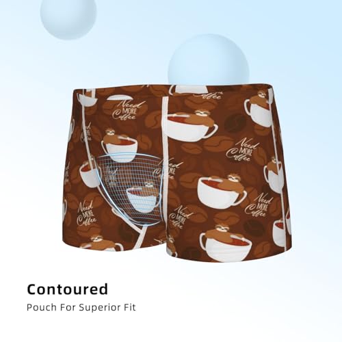 Boys' Cotton Boxer Brief Soft Underwear-Cute Sloths Bear Relaxing In Coffee Cup4