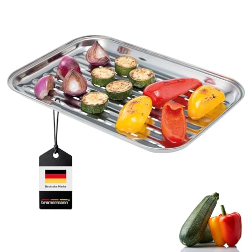 bremermann Grillschale, Grillpfanne Edelstahl, ca. 35 x 24,5 cm, 1 Stück