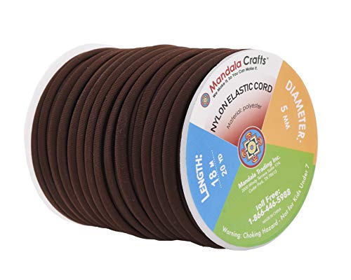 Mandala Crafts Brown Soft Elastic Cord From Spandex Elastic Nylon For Jewelry Making - 5Mm 20 Yds Flat Fabric Elastic Cord Stretchy Lycra Cord For Swimsuits Sewing Crafting #TOP16