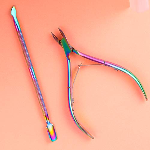 image for Mudder 8 Pieces Cuticle Trimmer with Cuticle Pusher Stainless Steel Cu