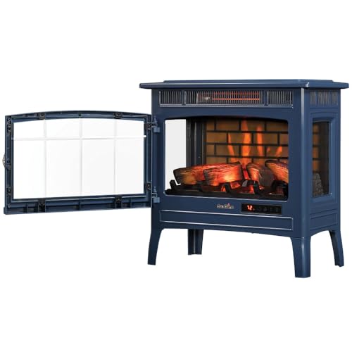 duraflame Freestanding Electric Fireplace Stove Heater with 3D Flame Effect for 1,000 Sq. Ft. Room, Navy - Image 6