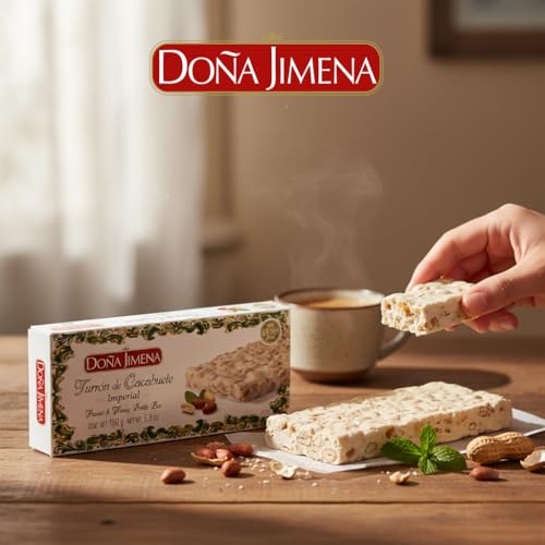Miniatura 6 de Doña Jimena - Turrón De Cacahuete Elaborado Com Cacahuete Y Miel, Textura Crujiente, Típico Dulce Navideño Pre-Cortado Para Fácil Consumo, Turrón Tradicional Sin Gluten, Almendra, 150 Gramos