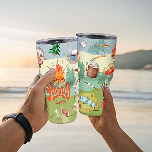 Husgoulpe Camping Gifts For Camper Tumbler, Camping Accessories Stainless Steel Travel Coffee Cup With Lid, Funny Rv Mug Gifts For Camping Women Men Lovers, Double Wall Vacuum Insulated Tumbler 30Oz #TOP1