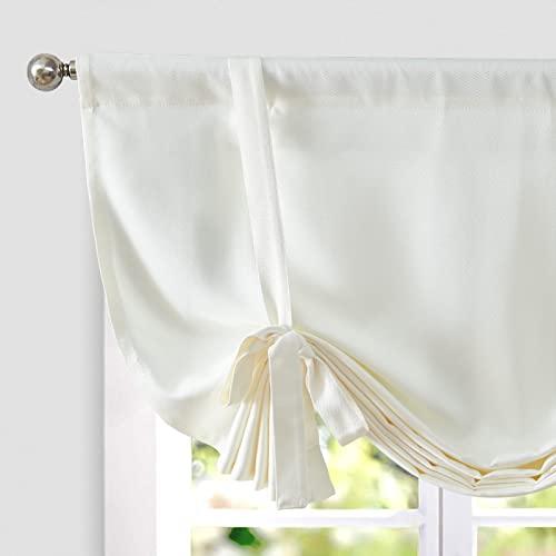 jinchan Linen Tie Up Valance for Flax Floral Drapes Vintage Farmhouse Medallion Window Treatments Light Filtering Curtain for Living Room Laundry Cafe Rod Pocket 1 Panel 36 Inch Light Blue 4
