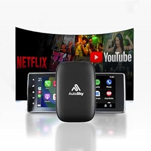 AutoSky Draadloze CarPlay en Android Auto AI Box Lite voor in de fabriek bekabelde CarPlay-auto’s – Ondersteunt Netflix YouTube en Gmail – Ga draadloos met alle functionaliteiten van Wired CarPlay en