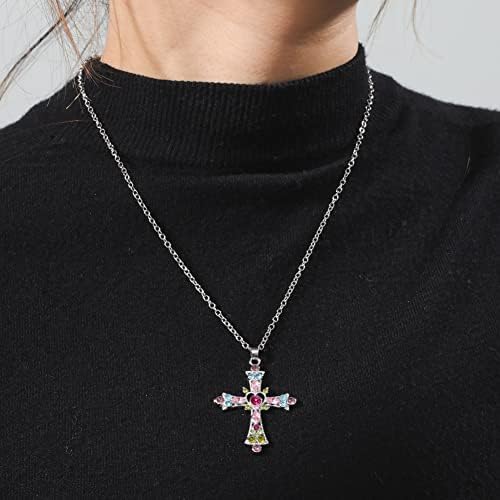 LIKGREAT Cross Necklace for Women Religious Faith Gift Jewellery Infinity Crucifix Crystal Pendant for Girls 18 Inches Long with Adjustable Chain