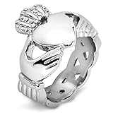 Stainless Steel Claddagh with Celtic Knot Eternity Design Ring - Size 7.0