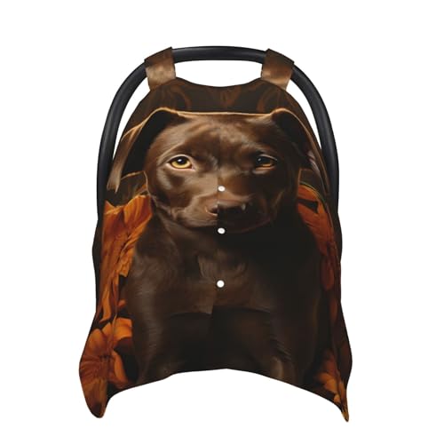 Classic Labrador Dog Baby Car Seat Canopy Soft Breathable Infant Carseat Cover Summer Lightweight Baby Carrier Cover for Babies Boys Girls Newborn Multi Use Cover for Car Seat Nursing Scarf