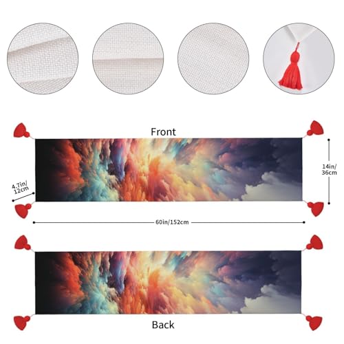 Chemin de table nuages colorés 152 cm pour raviver une table rustique terne