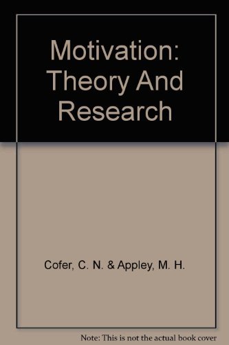 Motivation: theory and Research [Unqualified] B0006DMJY6 Book Cover