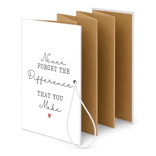 KJULYW retirement book to sign, Thank You Gifts Small DIY Scrapbook Album 4.8x7 Inch, Never Forget the Difference That You Make Stretchable Accordion Foldable Photo Scrapbook Memory Book